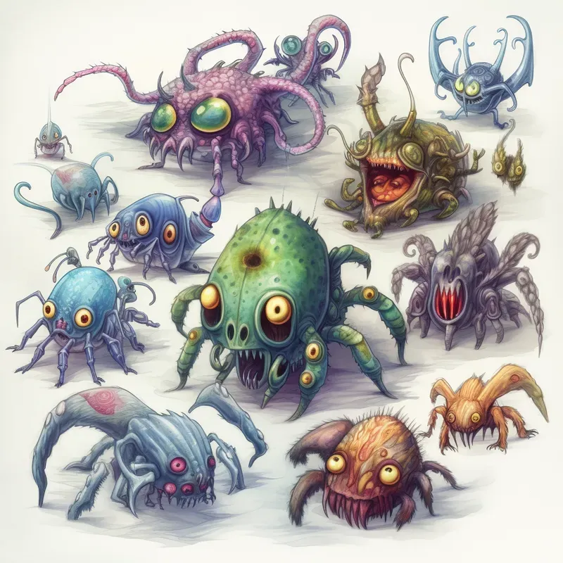 Watercolor RPG Alien Monsters Game Assets