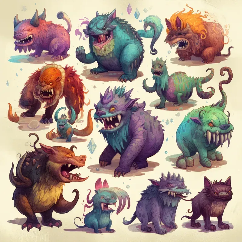 Watercolor RPG Alien Monsters Game Assets
