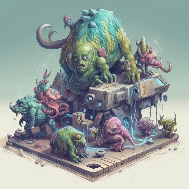 Watercolor RPG Alien Monsters Game Assets
