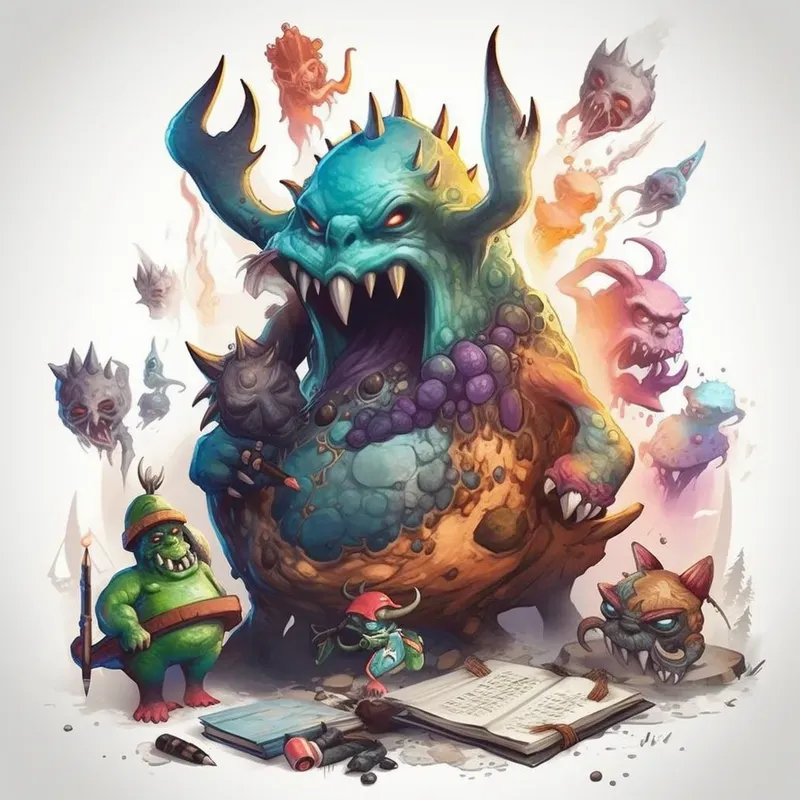 Watercolor RPG Alien Monsters Game Assets
