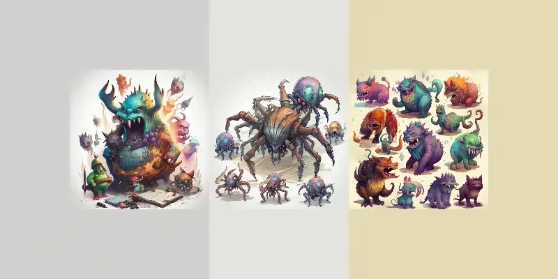 Watercolor RPG Alien Monsters Game Assets generated by undefined