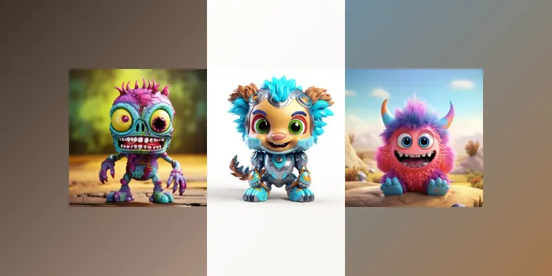 Tiny Adorable Monster Characters generated by undefined