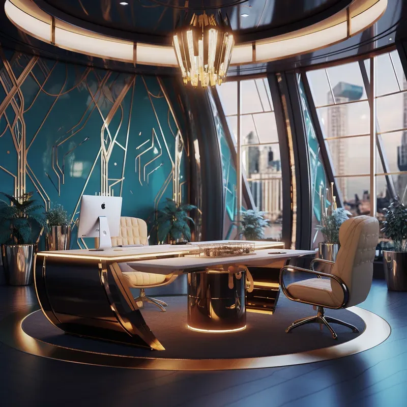 Cyberpunk Art Deco Interior Designs