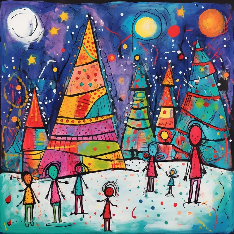 Pollock Style Abstract Christmas Art