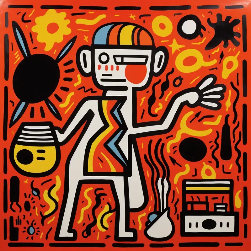 Lewitt And Haring Graffiti Fusion Style