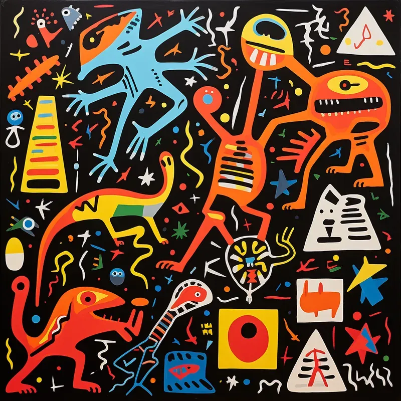Lewitt And Haring Graffiti Fusion Style