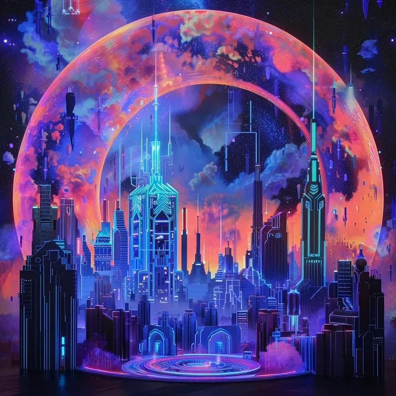 Beauty Neon Magic Cyberpunk Fantasies