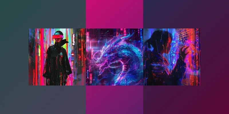 Beauty Neon Magic Cyberpunk Fantasies generated by undefined