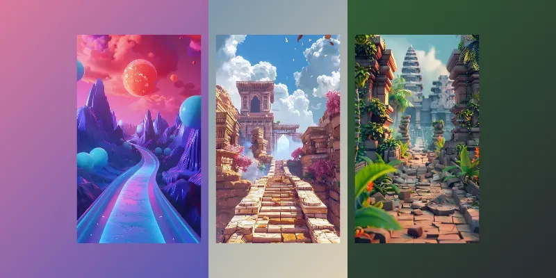 3D Digital Endless Runner Backgrounds generated by undefined