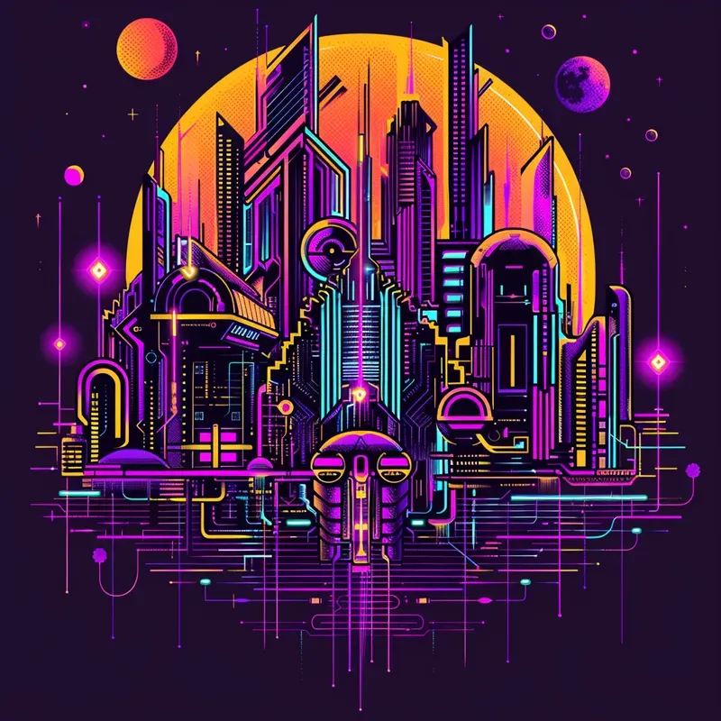 Tshirt Art Cyber Beats Neon Symphonies
