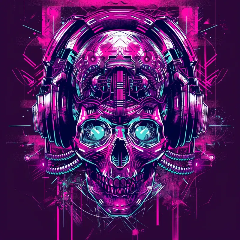 Tshirt Art Cyber Beats Neon Symphonies