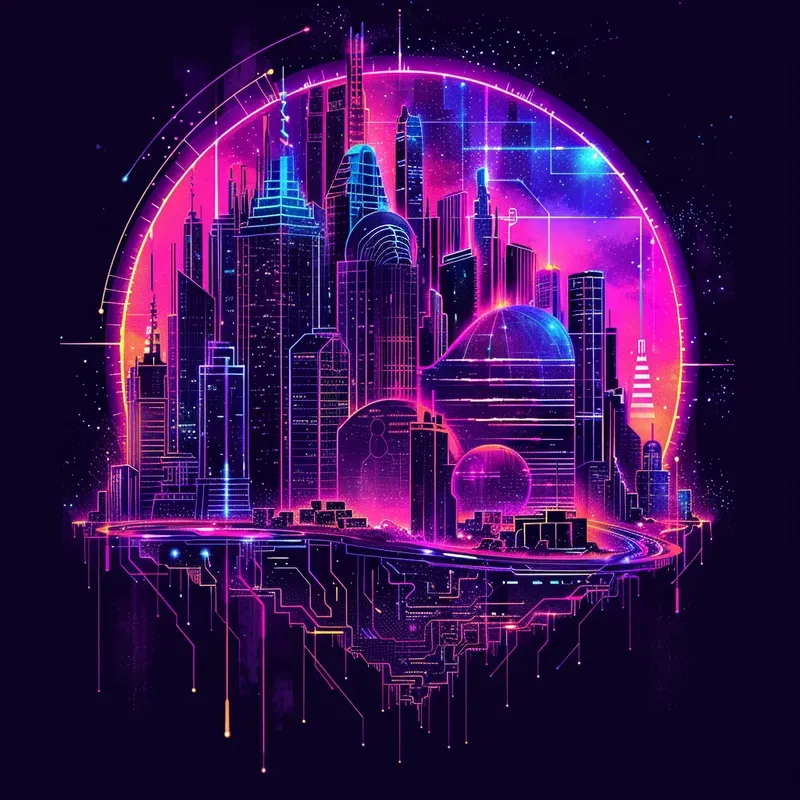 Tshirt Art Cyber Beats Neon Symphonies