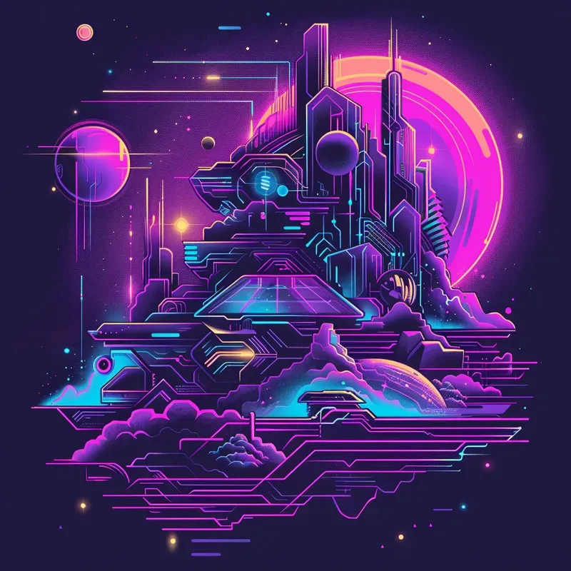 Tshirt Art Cyber Beats Neon Symphonies