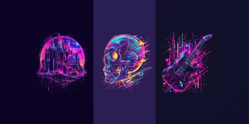 Tshirt Art Cyber Beats Neon Symphonies generated by undefined