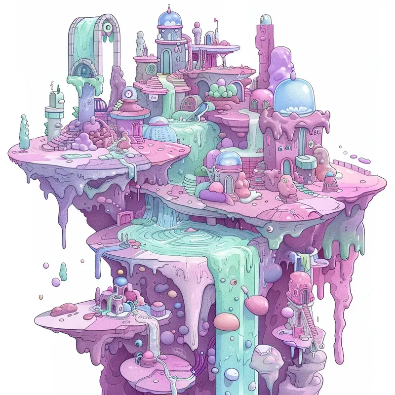 Bright Meltini Surreal Doodle Fusion Art