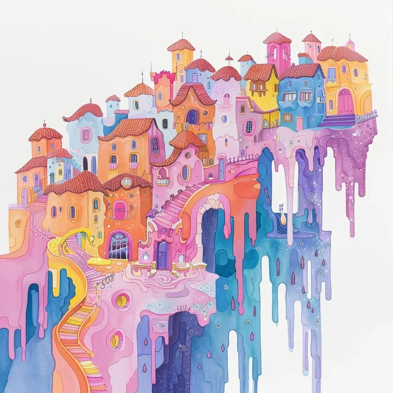 Bright Meltini Surreal Doodle Fusion Art