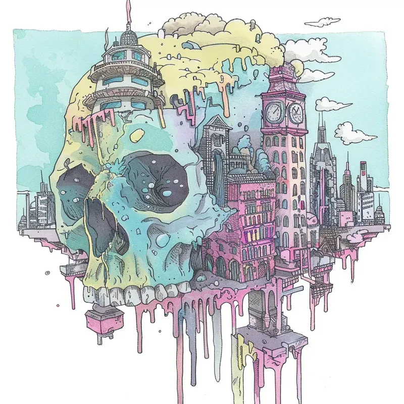 Bright Meltini Surreal Doodle Fusion Art