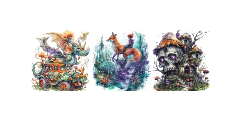 Mythical Forest Creatures Sketch Art generated by undefined