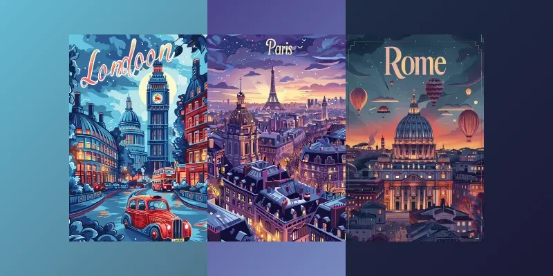 Travel Postcards In Craig Mccracken Style generated by undefined