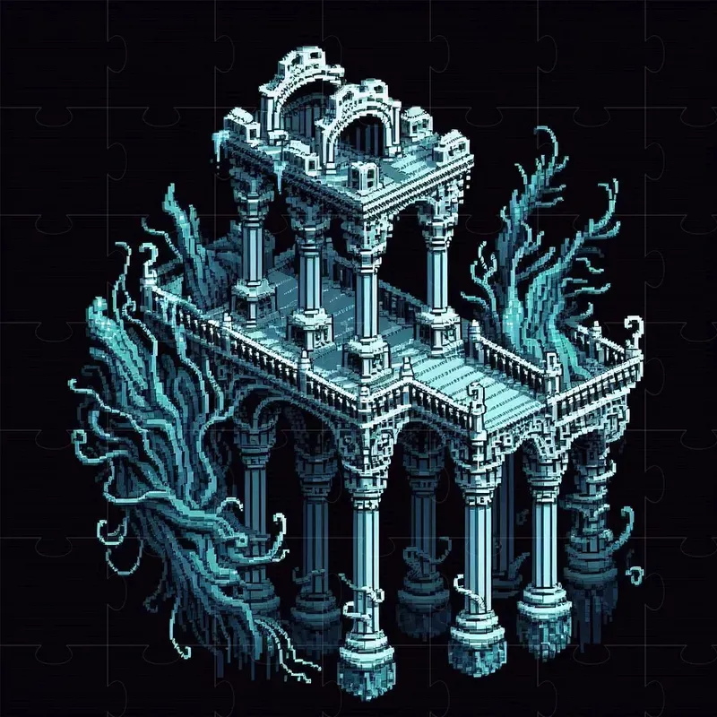 Isometric Underwater Pixel Art Buildings