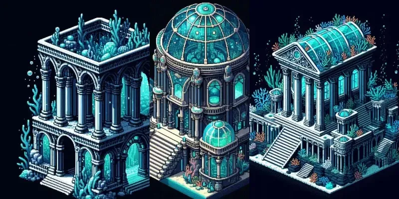 Isometric Underwater Pixel Art Buildings generated by undefined