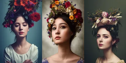 Flower Headdress Woman generated by midjourney
