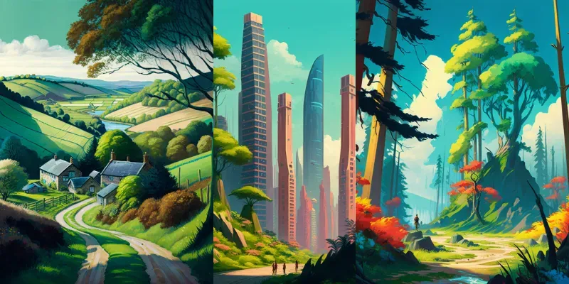 Vibrant Landscape Illustrations generated by undefined