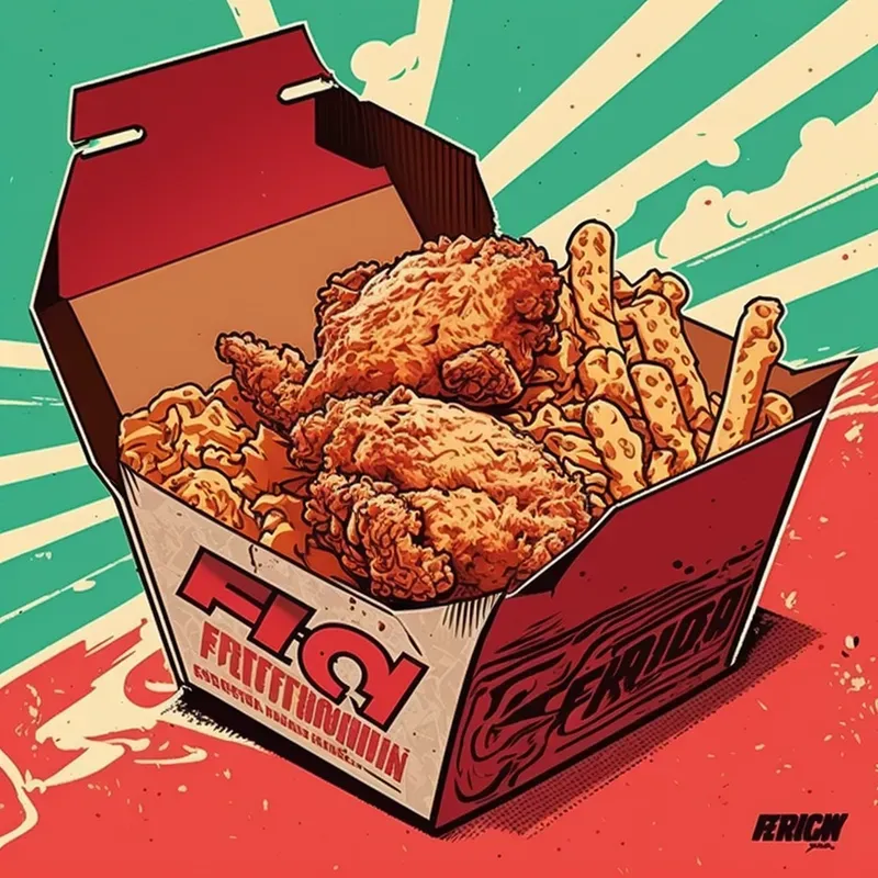 Fast Food Dishes 90s Comic Book Style