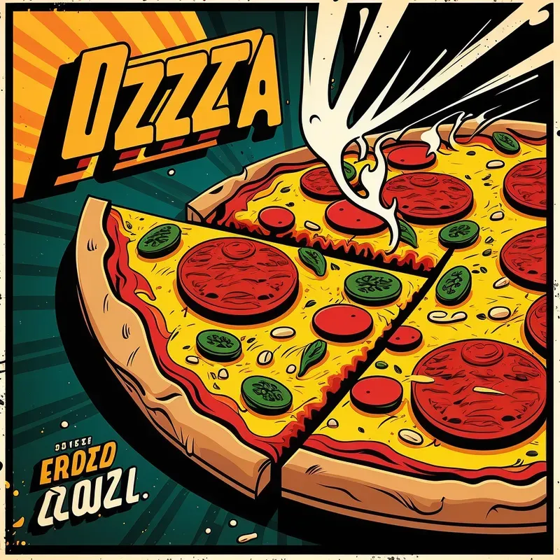 Fast Food Dishes 90s Comic Book Style