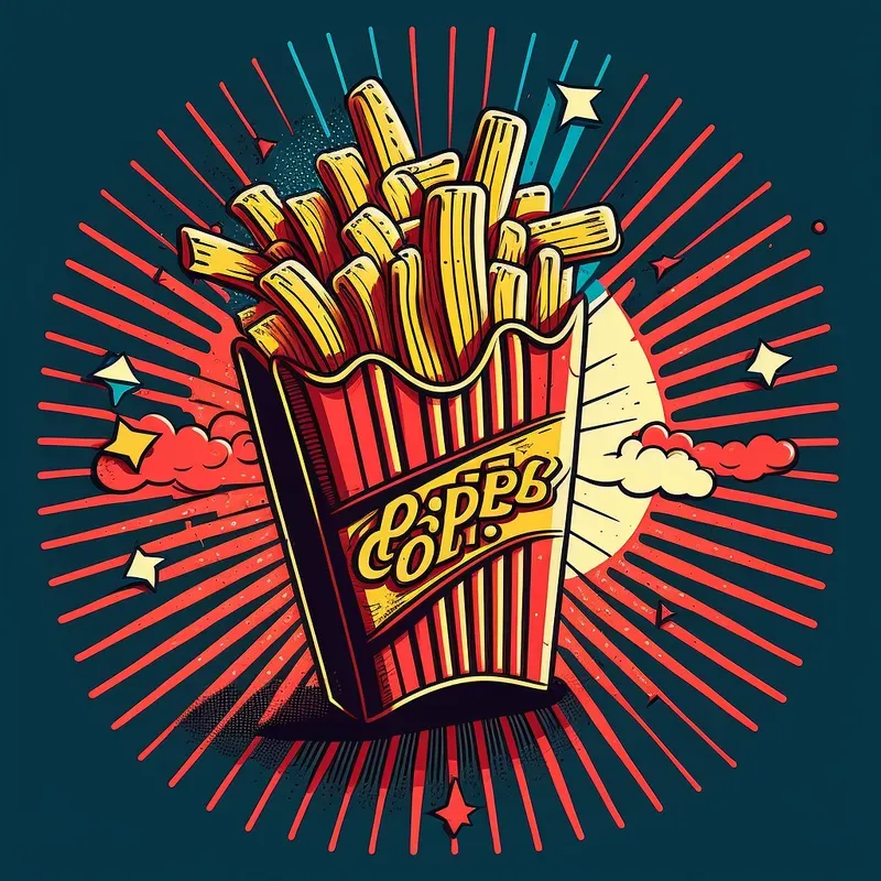 Fast Food Dishes 90s Comic Book Style