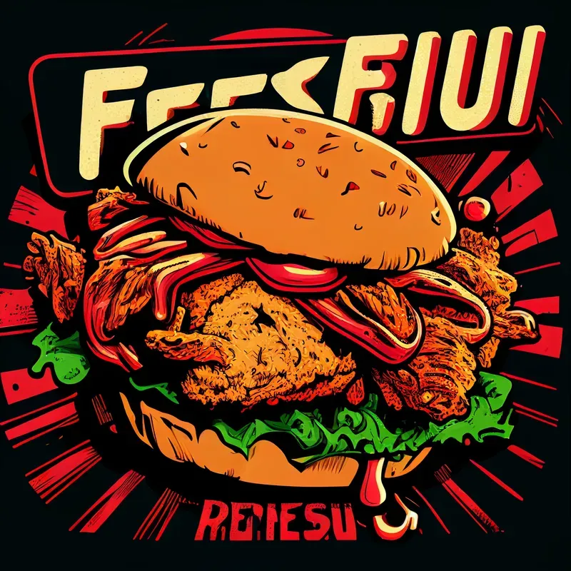 Fast Food Dishes 90s Comic Book Style