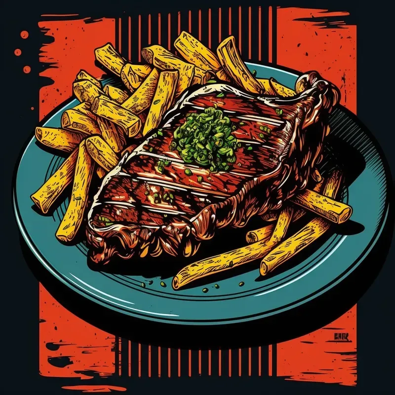 Fast Food Dishes 90s Comic Book Style