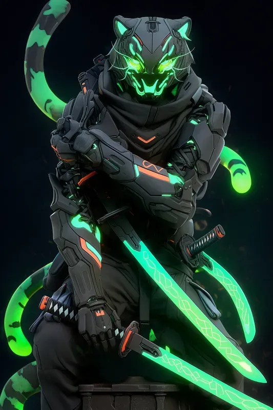 Customizable Neon Cyberpunk Ninjas
