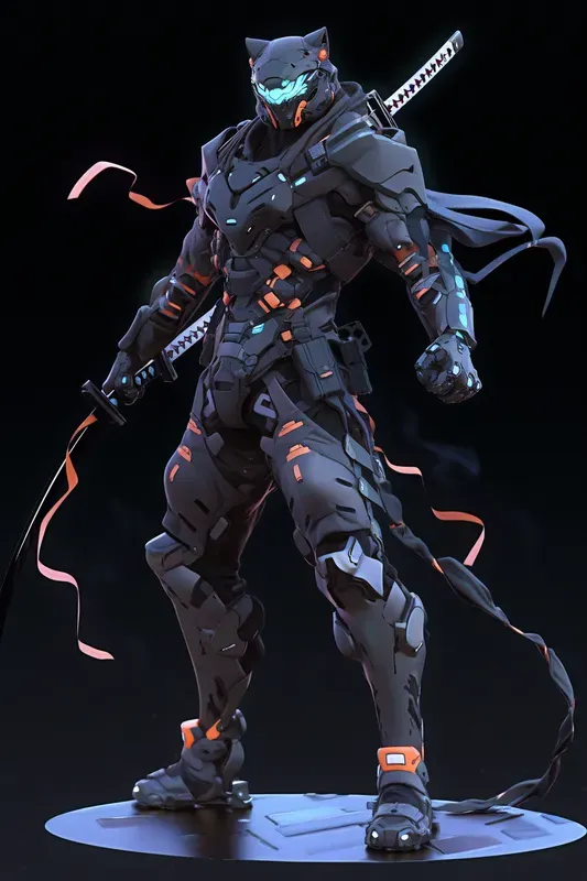 Customizable Neon Cyberpunk Ninjas