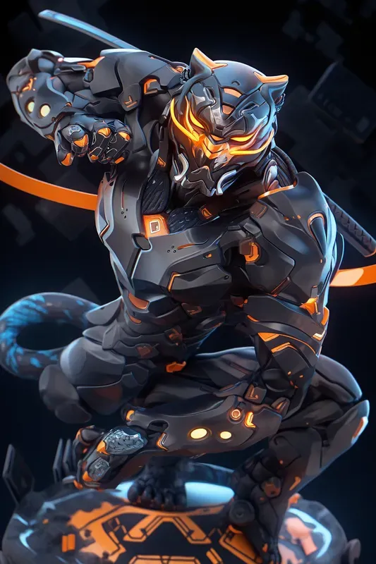 Customizable Neon Cyberpunk Ninjas