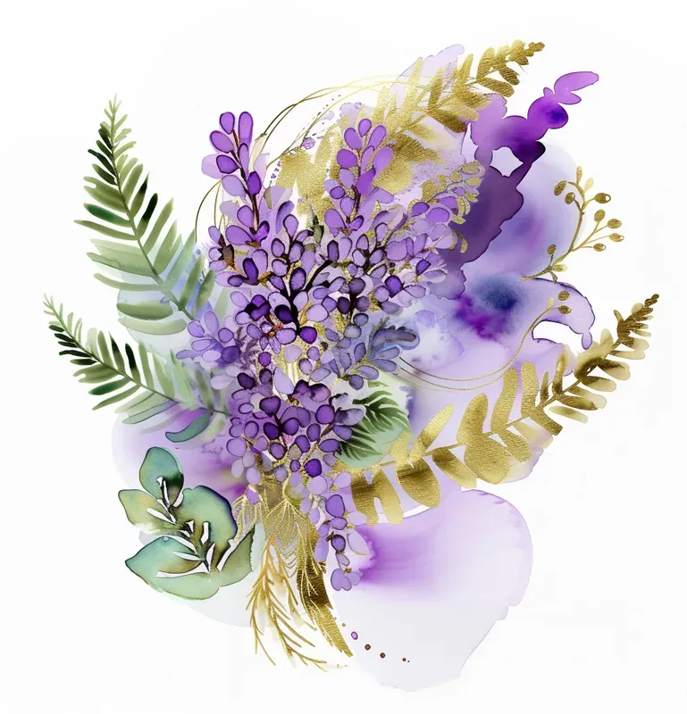 Alcohol Ink Watercolor Flower Cliparts