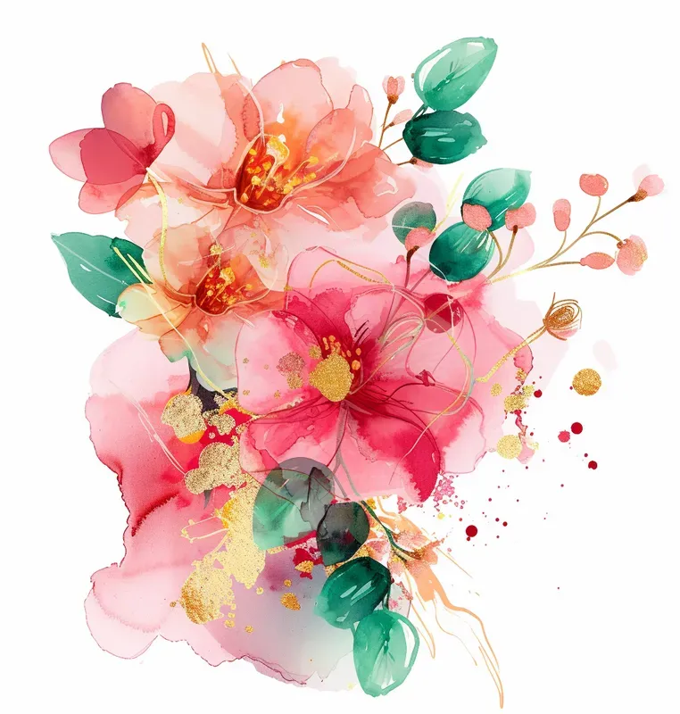 Alcohol Ink Watercolor Flower Cliparts