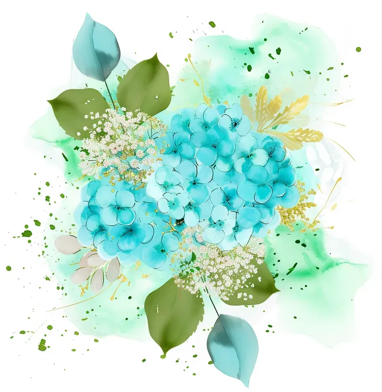 Alcohol Ink Watercolor Flower Cliparts