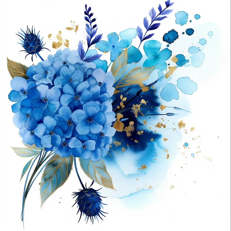 Alcohol Ink Watercolor Flower Cliparts