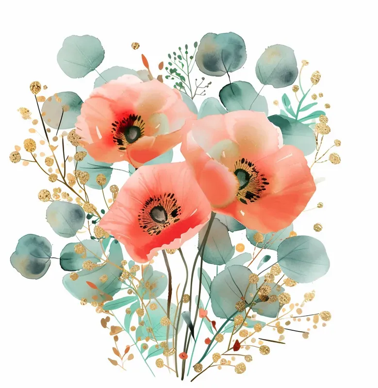 Alcohol Ink Watercolor Flower Cliparts