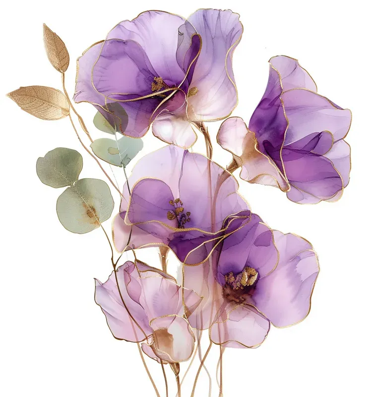 Alcohol Ink Watercolor Flower Cliparts