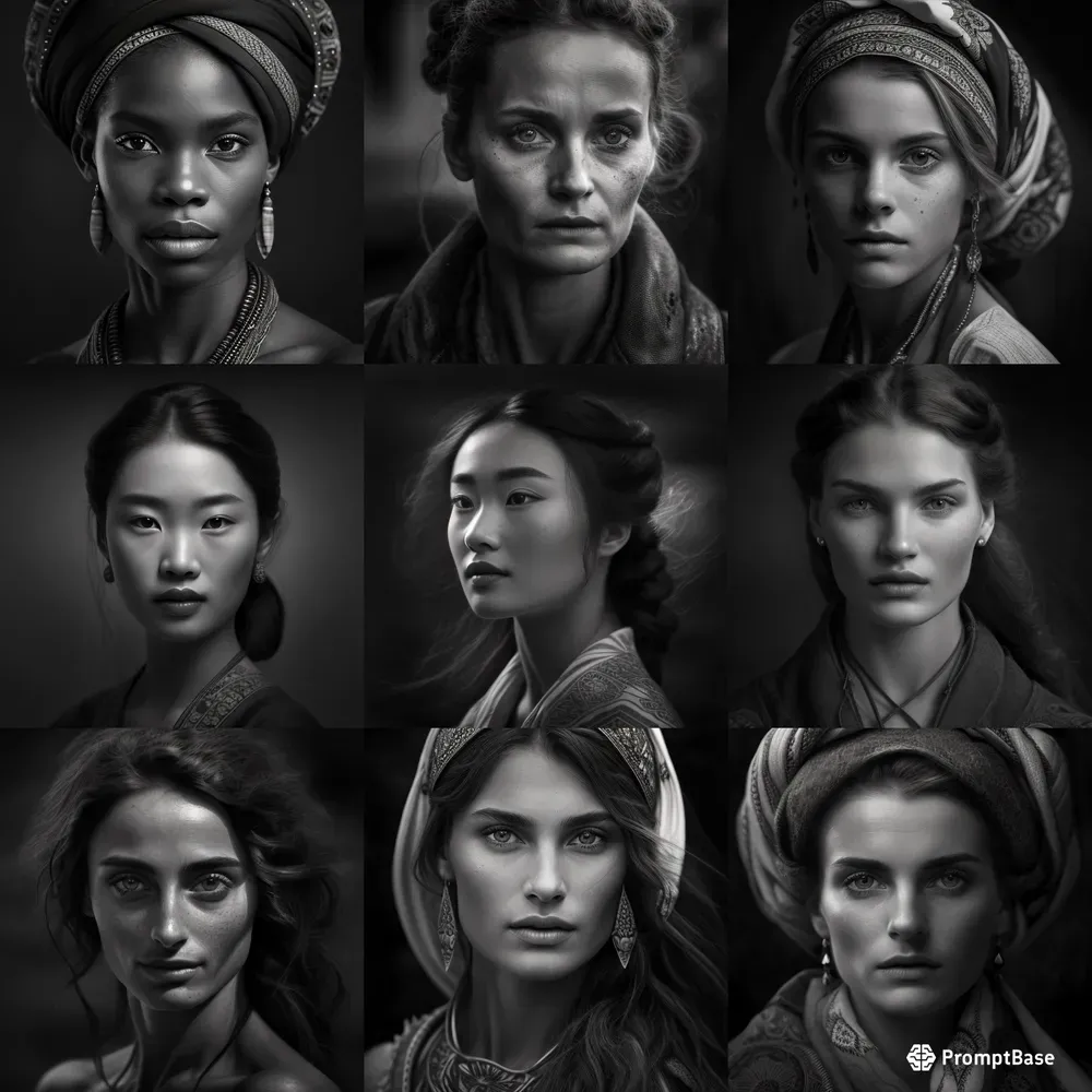 Bw Portraits Of Traditional Women