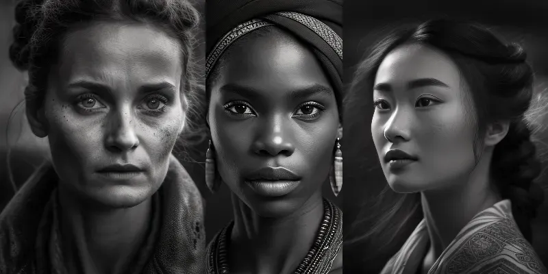 Bw Portraits Of Traditional Women generated by undefined