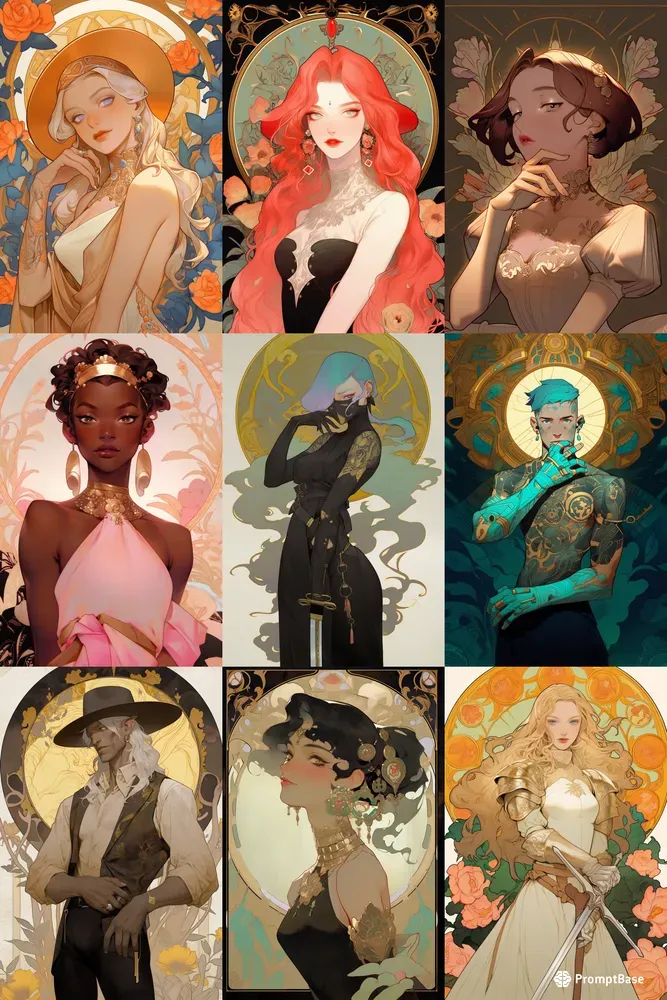 Victorian Mucha Style Portrait Cover Art