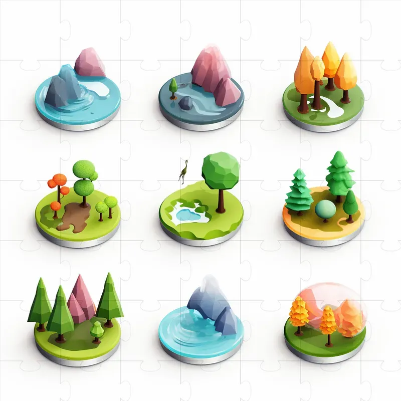 Glassmorphic Isometric Icons