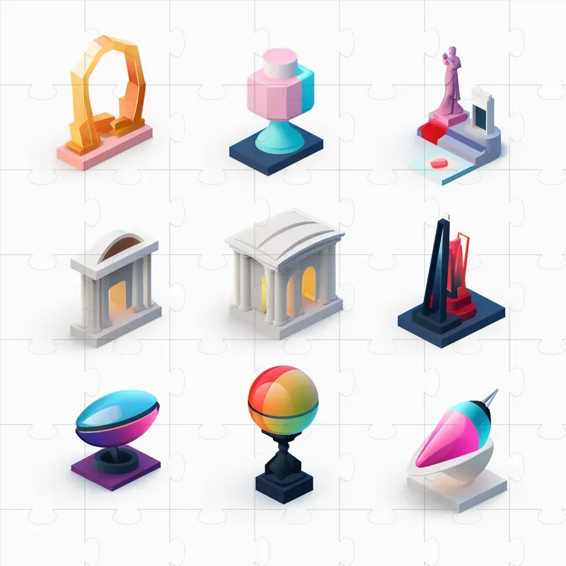 Glassmorphic Isometric Icons