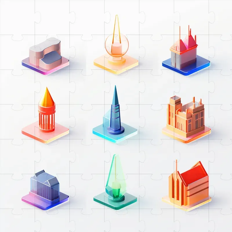 Glassmorphic Isometric Icons