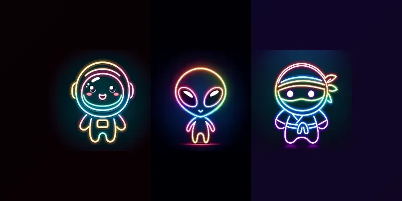 Cute Little Neon Avatars generated by undefined