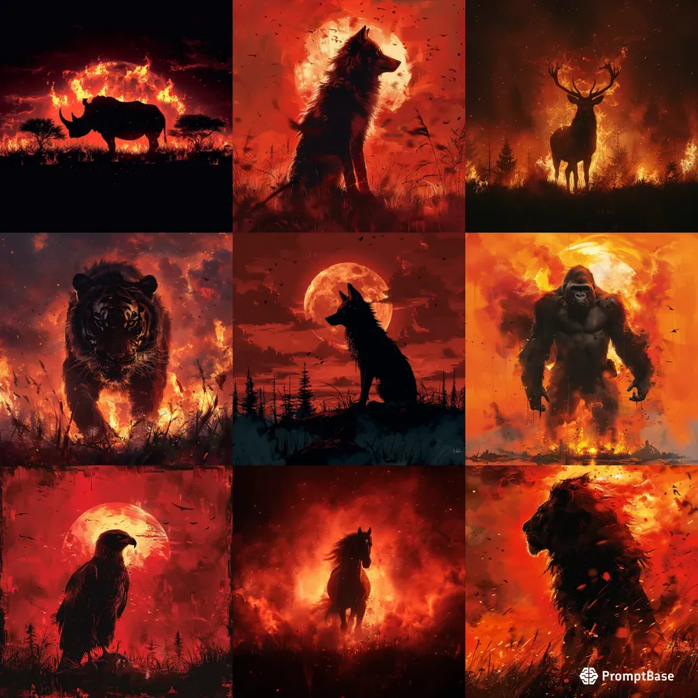 Epic Animal Battle Silhouettes