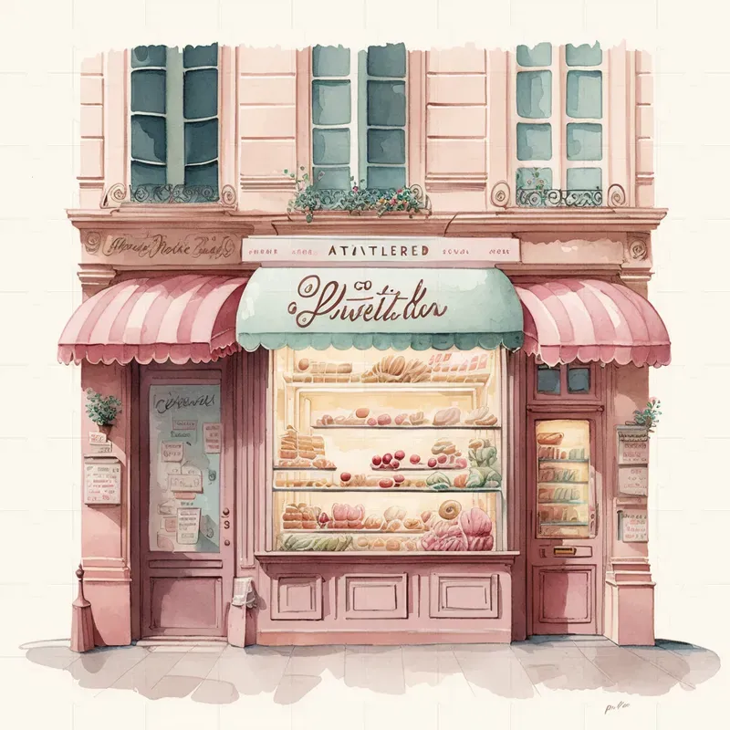 Pretty Parisian Watercolor Shopfronts